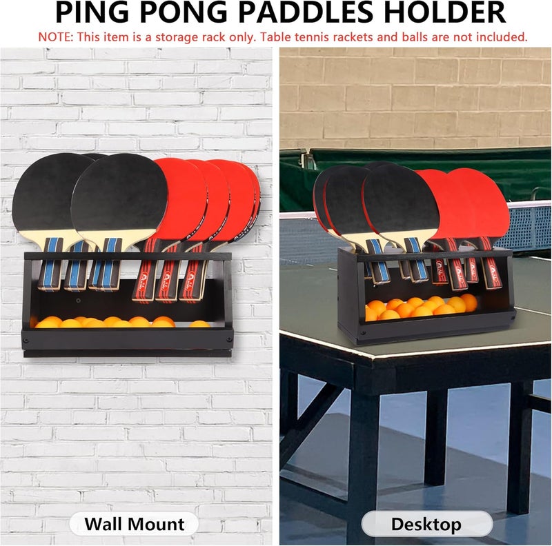 Onemacc Ping Pong Paddle Holder, Ping Pong Paddle Storage Rack Hold 8 Rackets, 2-in-1 Wall Mount & Countertop Table Tennis Holder for Garage, Game Room, Bar and Men Cave - Image 3